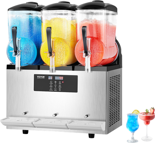 Vevor Slushy Machine 3.2 Gal 3-Tank Stainless Steel Frozen Drink Maker New
